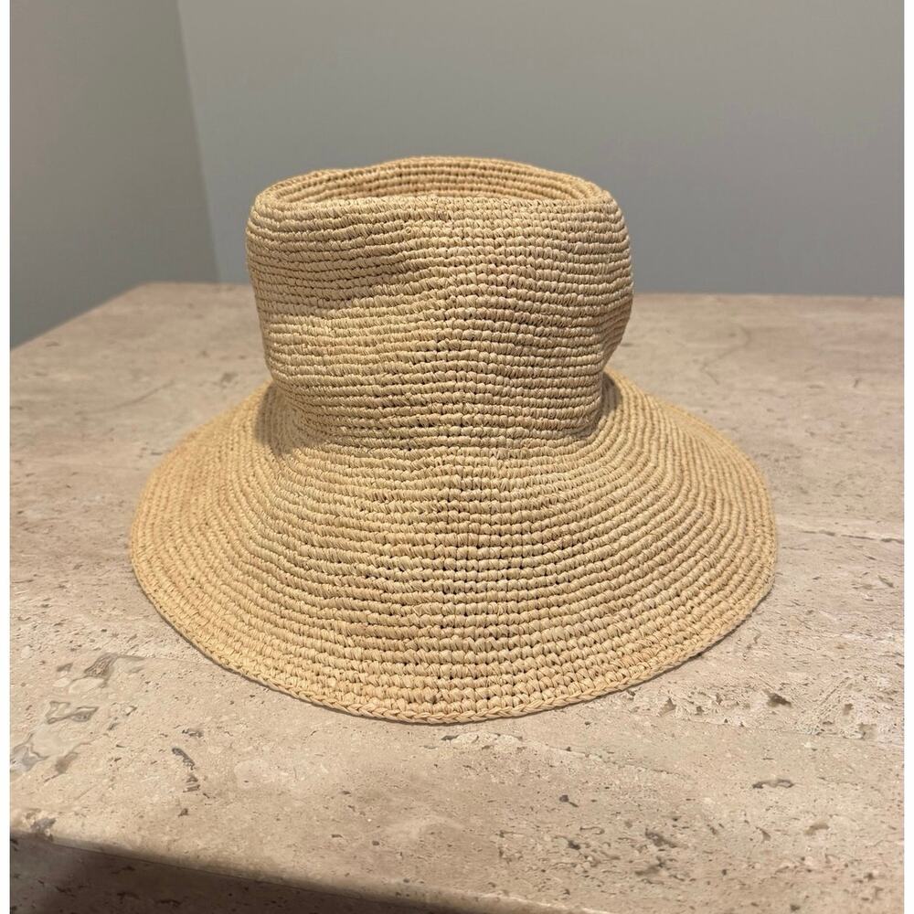 NEW Janessa Leone Felix Packable Bucket Hat Natural Raffia Straw Large - Picture 5 of 9